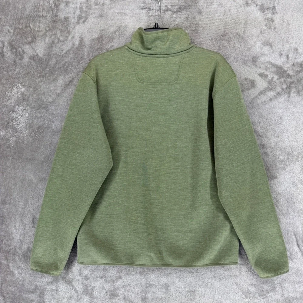 The North Face Pullover Mens L NF0A3MMS Green Wool Blend Snap Mock Neck EUC